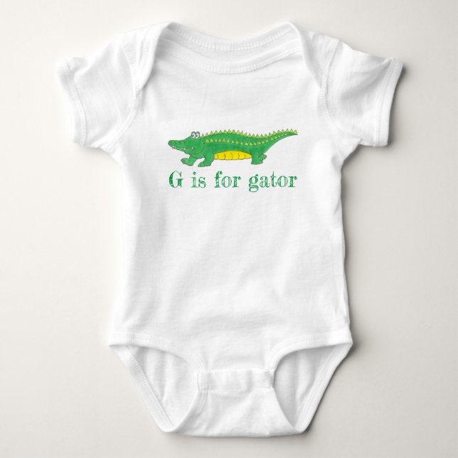 G is for Gator Green Alligator Croc Crocodile Baby Bodysuit (Front)