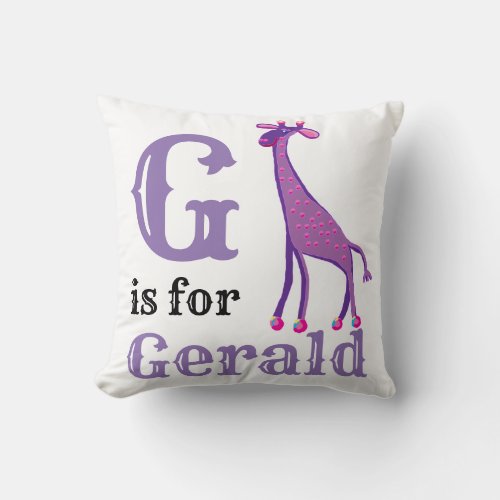 G is for Gerald baby boy  Throw Pillow