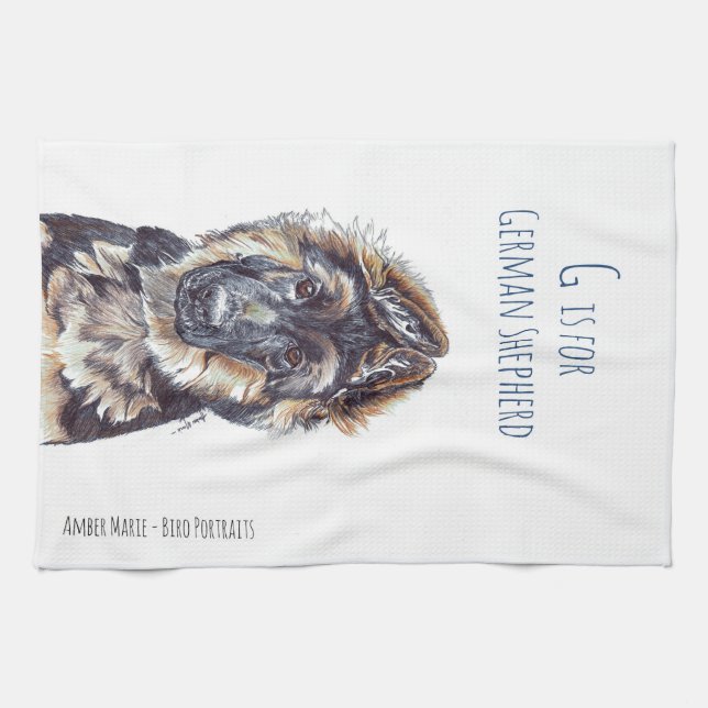 G is for German Shepherd Kitchen Towel (Horizontal)