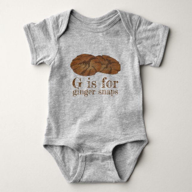 G is for Ginger Snaps Gingersnap Biscuit Cookies Baby Bodysuit (Front)