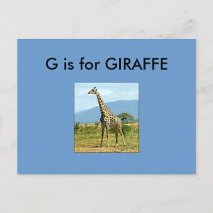"G" is for Giraffe Alphabet Flashcard Postcard