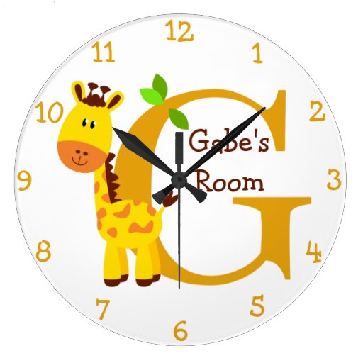 G is for Giraffe and Gabriel-Child's Bedroom Large Clock