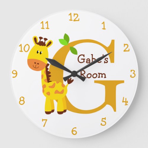 G is for Giraffe and Gabriel_Childs Bedroom Large Clock