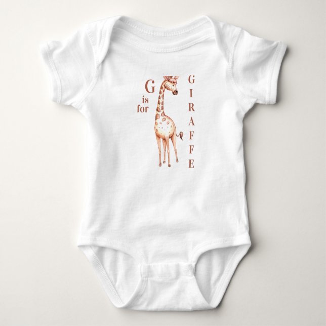 G is for GIRAFFE Whimsical  Baby Bodysuit (Front)