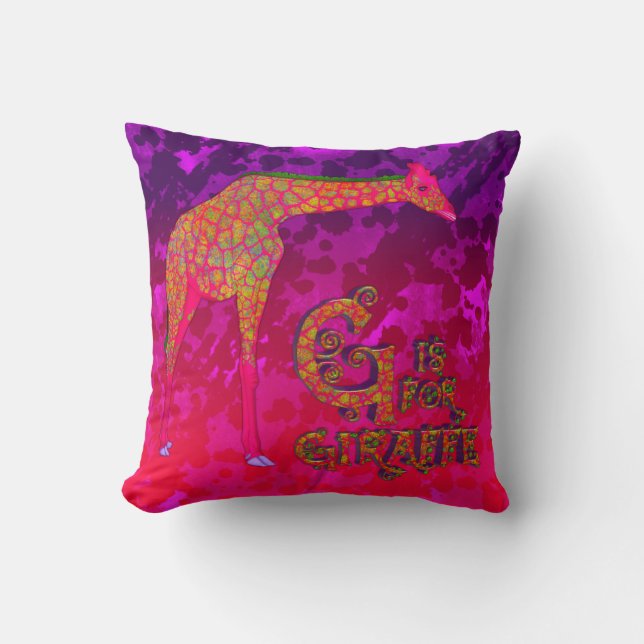 G is for Giraffee (CKC)-Square Throw Pillow (Front)