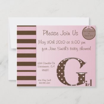 G Is For Girl Baby Shower Invitation by BellaMommyDesigns at Zazzle