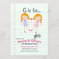 G is for Girls Birthday Party Invitation