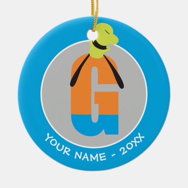 G is for Goofy | Add Your Name Ceramic Ornament (Front)