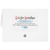 G is for Grandpa Card (Back Horizontal)