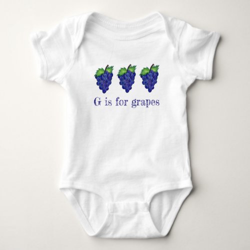 G is for Grapes Purple Bunch Fruit Alphabet ABCs Baby Bodysuit