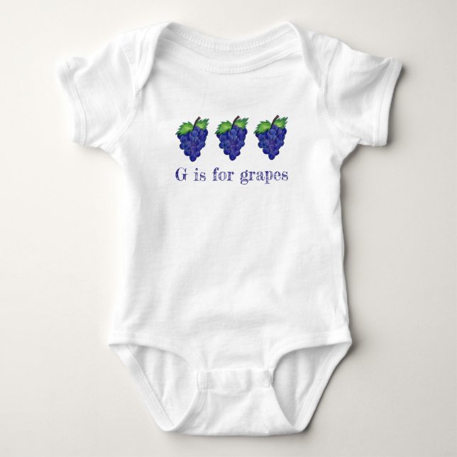 G is for Grapes Purple Bunch Fruit Alphabet ABCs Baby Bodysuit (Front)