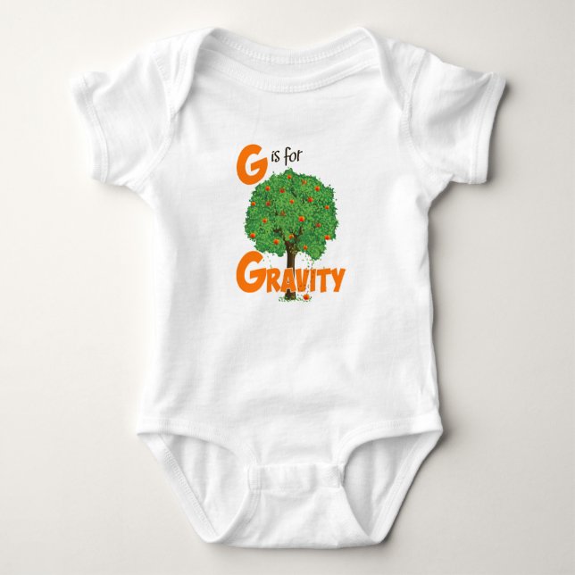G is for Gravity Cute Physics & Science Design Baby Bodysuit (Front)