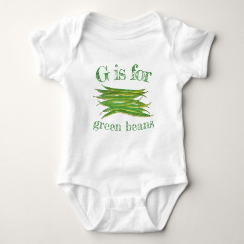 G is for Green Beans Summer Garden Vegetable Veg Baby Bodysuit