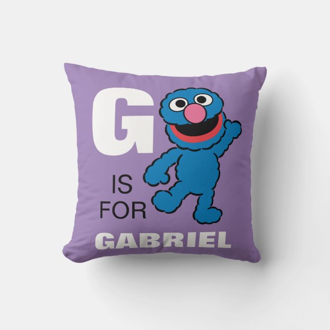 G is for Grover | Add Your Name Throw Pillow (Front)