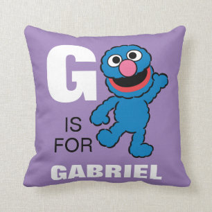 G is for Grover   Add Your Name Throw Pillow