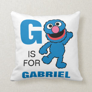 G is for Grover   Add Your Name Throw Pillow