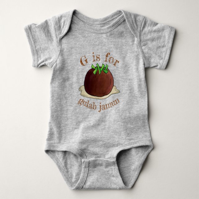 G is for Gulab Jamun Mithai Pakistani Indian Sweet Baby Bodysuit (Front)