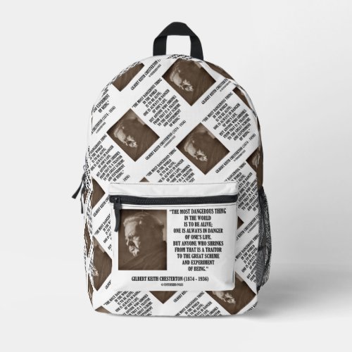 GK Chesterton Great Scheme Experiment Of Being Printed Backpack