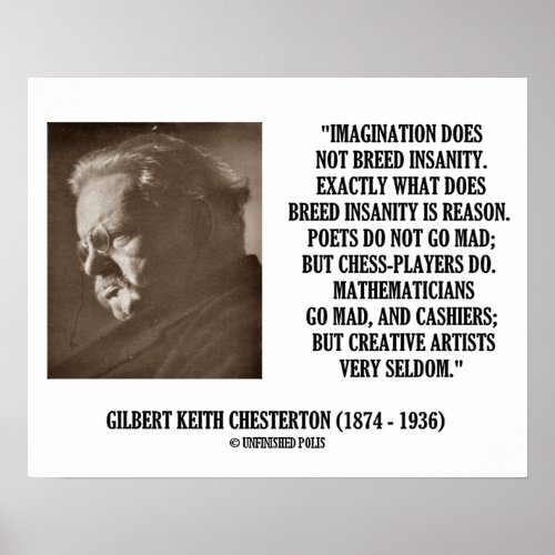 GK Chesterton Imagination Insanity Creative Poster