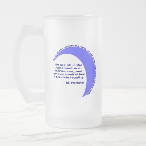G K Chesterton Stormy Sea Frosted Glass Beer Mug