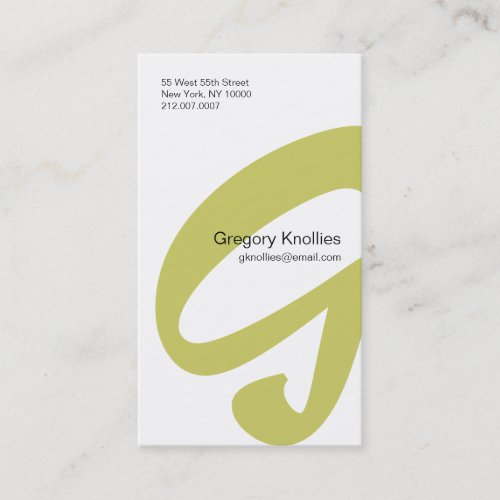 G Letter Alphabet Business Card Gold
