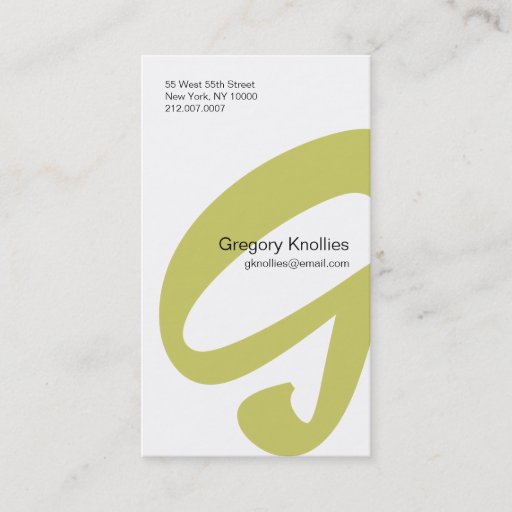 Customizable G Letter Alphabet Business Card Gold