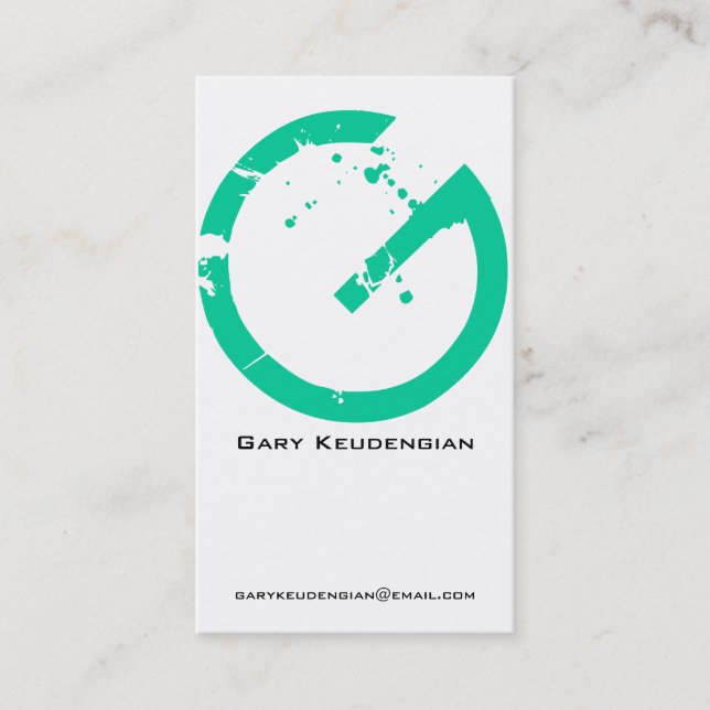 G Letter Alphabet Business Card Green (Front)
