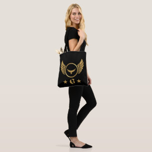 G Letter with Gold Eagle Printed Shoulder Women Tote Bag