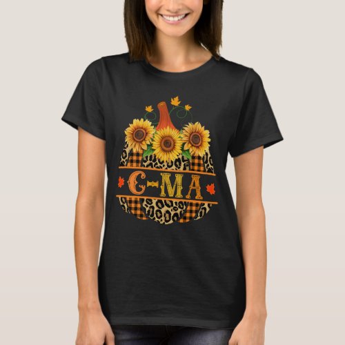 G_Ma Pumpkin Leopard Print Sunflower Buffalo Plaid T_Shirt