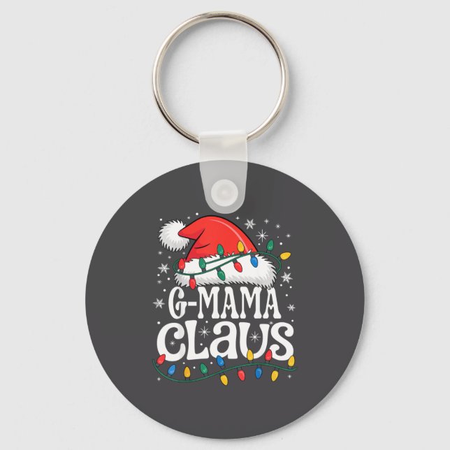 G-mama Claus Funny Xmas Christmas Grandma Holiday  Keychain (Front)