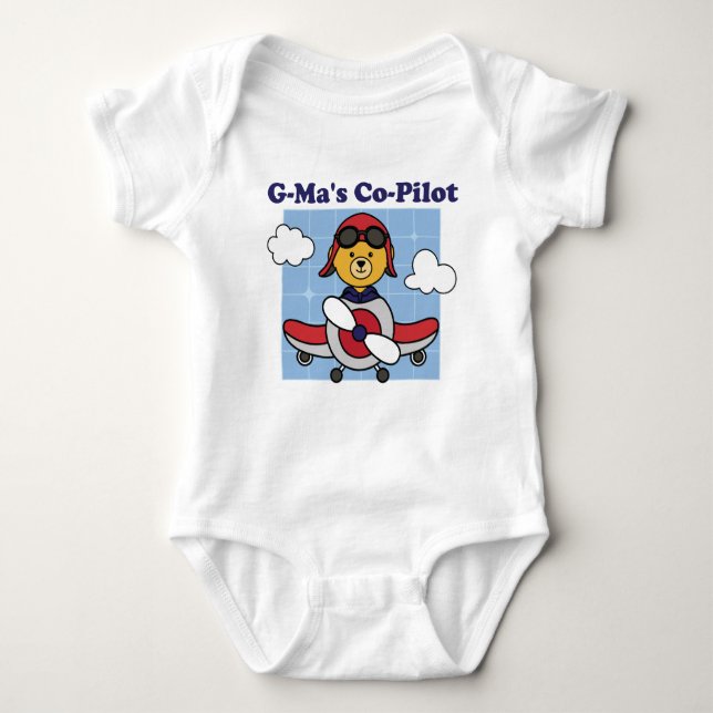 G-Ma's Co-Pilot - Cute Airplane Baby Bodysuit (Front)