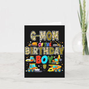 G mom of the birthday boy construction worker card