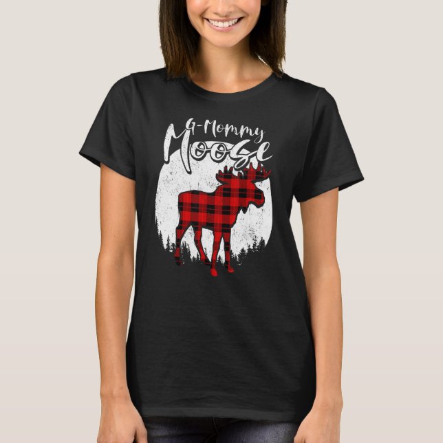 G Mommy Moose Red Plaid Buffalo Matching Family Pa T-Shirt (Front)