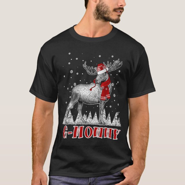 G Mommy Moose Wear Santa Hat Matching Christmas Co T-Shirt (Front)