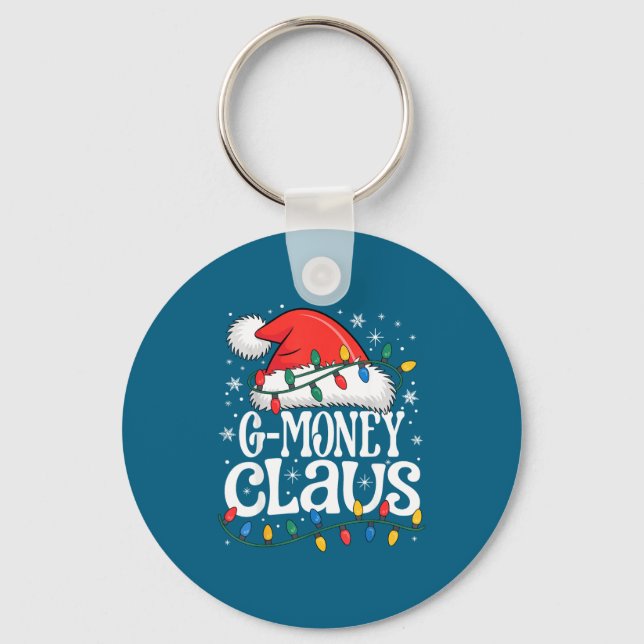 G-money Claus Funny Xmas Christmas Grandma Holiday Keychain (Front)