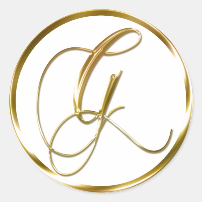 G Monogram Faux Gold Envelope Or Favor Seal (Front)