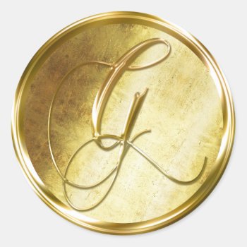 G Monogram Faux Gold Envelope Seal Stickers by TDSwhite at Zazzle