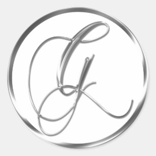 G Monogram Faux Silver Envelope Or Favor Seal