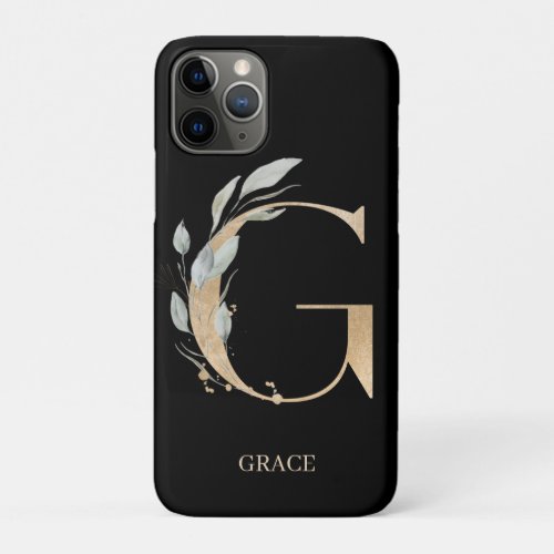 G Monogram Floral Personalized iPhone 11 Pro Case