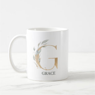 G Monogram Floral Personalized Coffee Mug