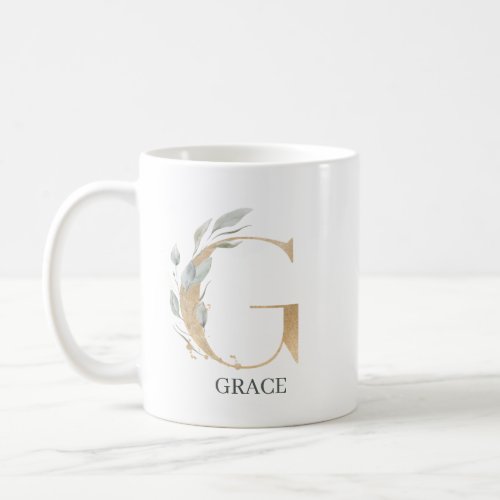 G Monogram Floral Personalized Coffee Mug