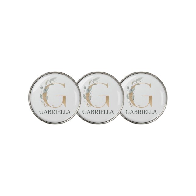 G Monogram Floral Personalized Golf Ball Marker (3 Up)
