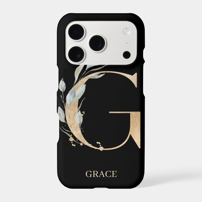 G Monogram Floral Personalized Iphone Case (Back)