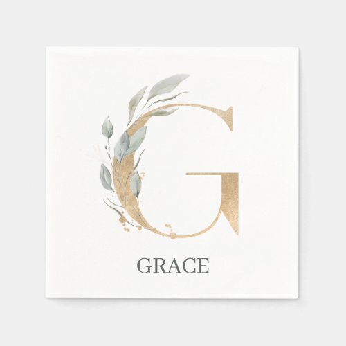 G Monogram Floral Personalized Napkins