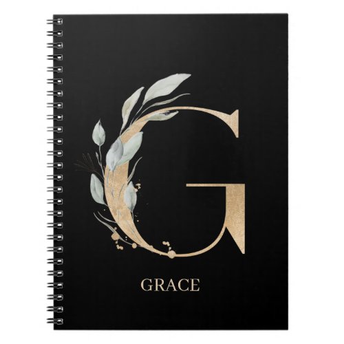 G Monogram Floral Personalized Notebook