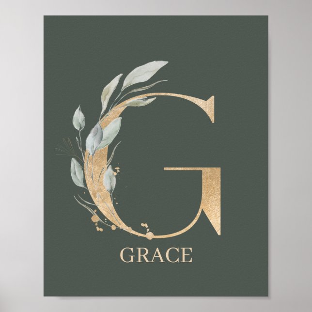G Monogram Floral Personalized Poster (Front)