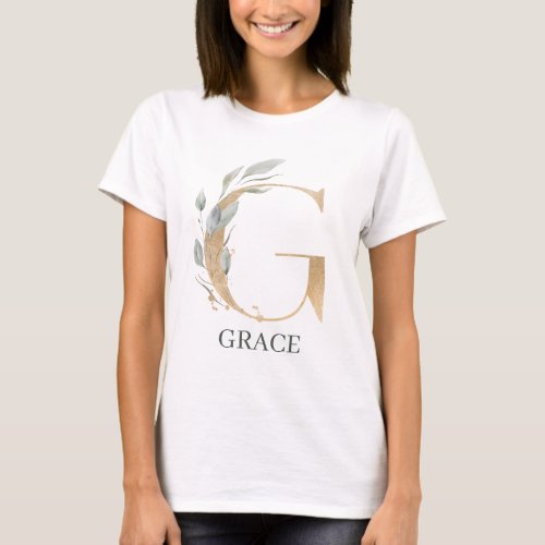 G Monogram Floral Personalized T_Shirt