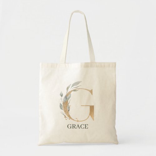 G Monogram Floral Personalized T_Shirt Tote Bag