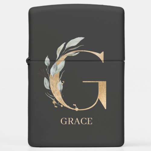 G Monogram Floral Personalized Zippo Lighter