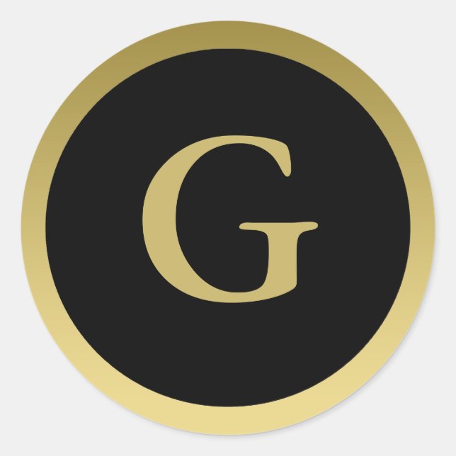 G :: Monogram G Elegant Gold and Black Stickers (Front)